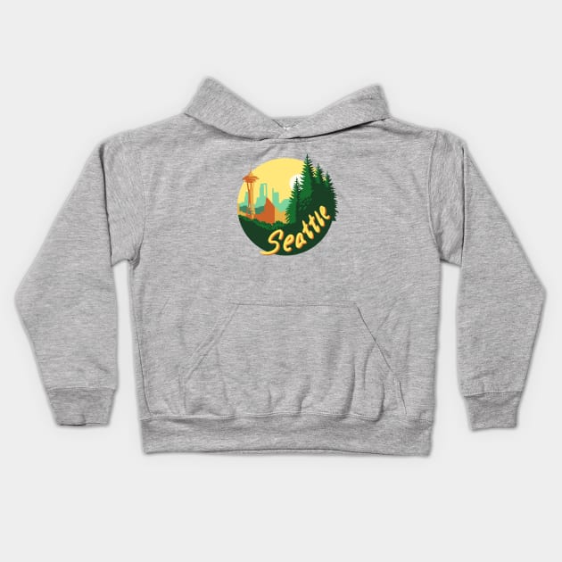 Seattle Overlook Kids Hoodie by AtlasKnight